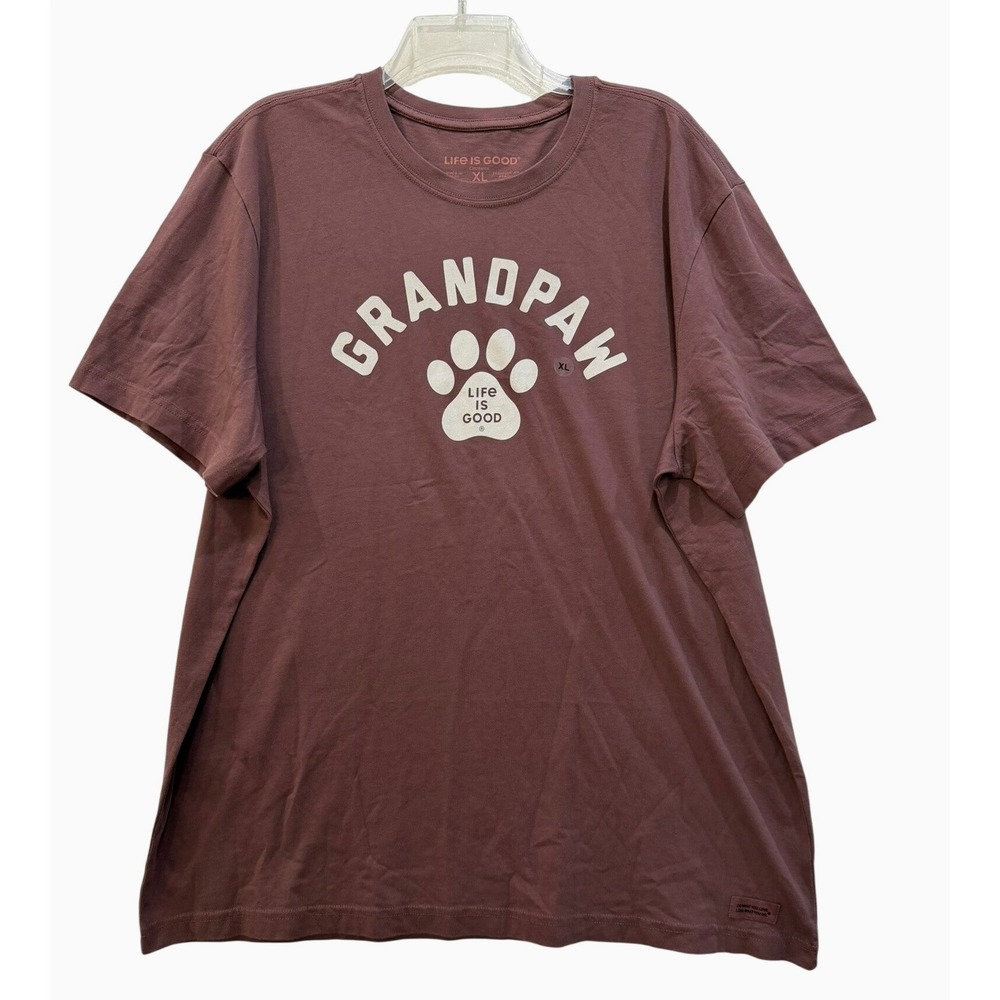 Life is Good Mens XL Grandpaw Crusher Tee Brown Cotton Graphic T-Shirt